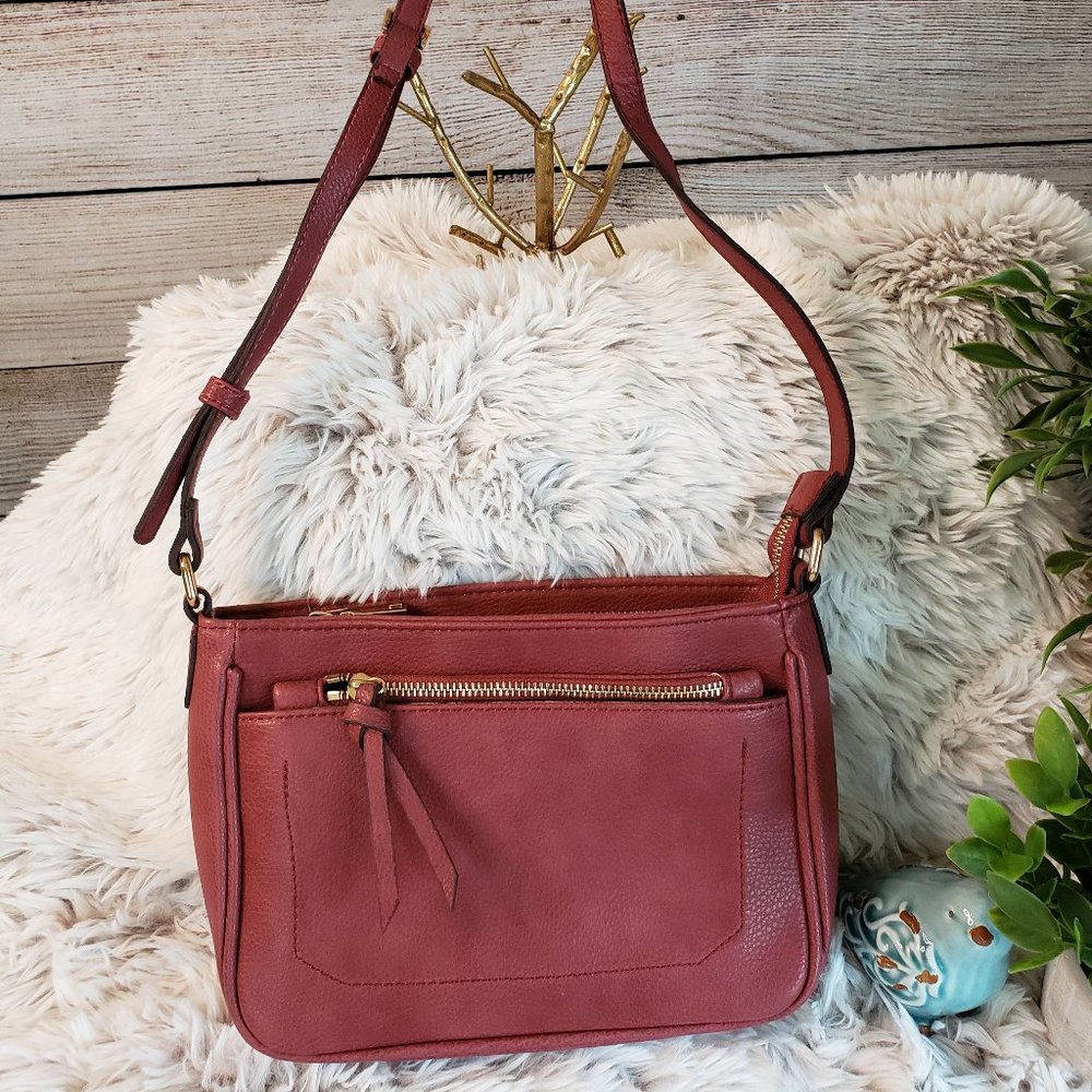 STREET LEVEL DARK RED-PINK CROSSBODY BAG